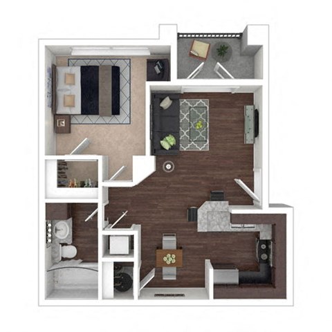 Floor plan for 1 bed, 1 bath, 603 sqft